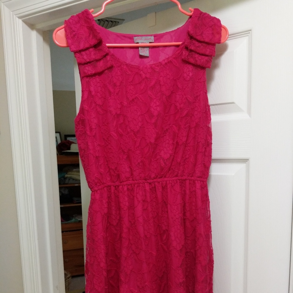 Lacey Magenta Dress with Cute Shoulder Accents